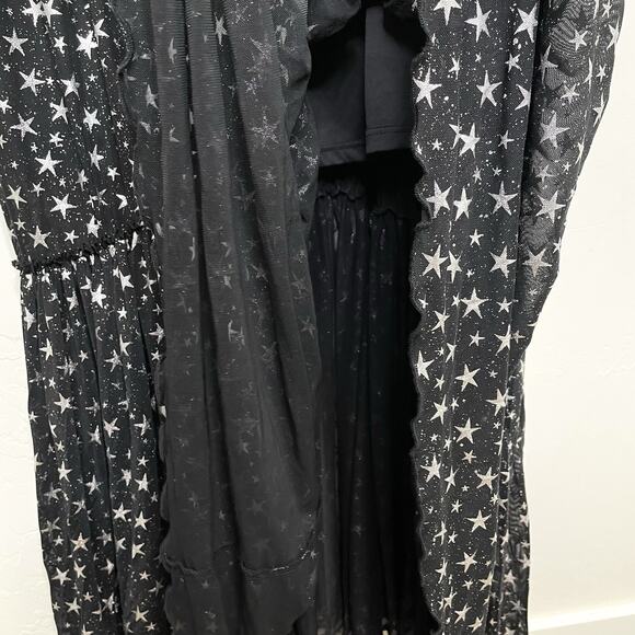 Cosmic Aura Star Silver Foil Mesh Tiered Maxi Dress Womens Plus 4X Whimsigoth 4 - Picture 11 of 11